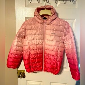 Girls Eddie Bauer Puffer Jacket, Pink Ombré Pattern, Size 14/L, Like New